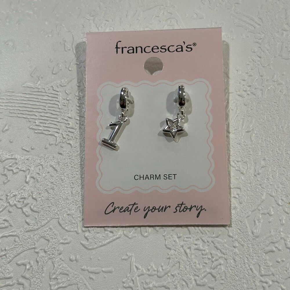 Francesca’s Silver Charm Set Star & Number 1 Hoop Charms Dainty Luxe Jewelry
